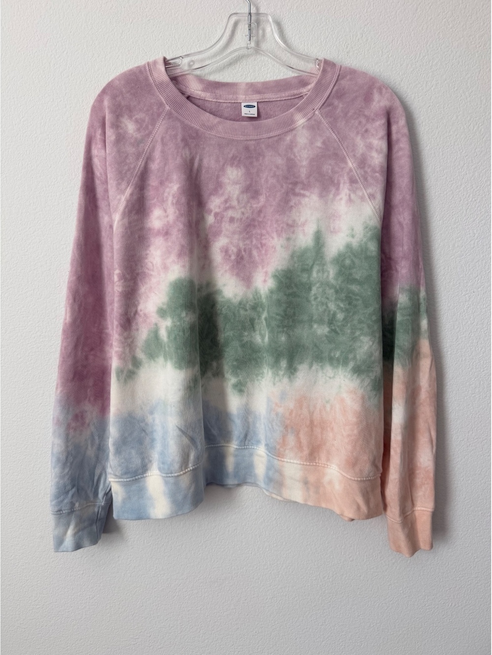 Old Navy Long Sleeve Crew Neck Multicolor Tie Dye Cotton Blend Sweatshirt Size L